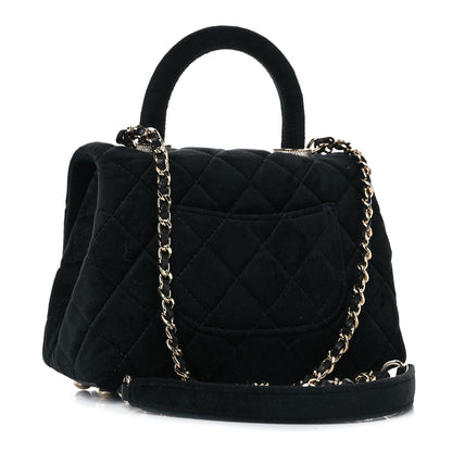 Chanel Velvet Crystal Quilted Extra Mini Coco Handle Flap Black 3 of 9