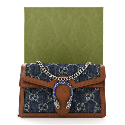 Gucci New Denim GG Monogram Dollar Calfskin Enamel Super Mini Dionysus Shoulder Bag Blue Tea Cuir Epilog Electric Blue 10 of 10