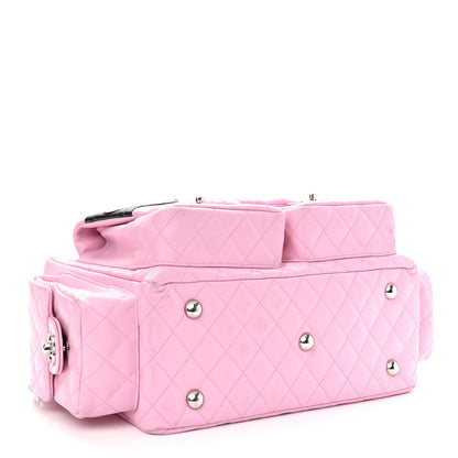 Chanel Calfskin Quilted Large Cambon Multipocket Reporter Pink Black 4 of 10