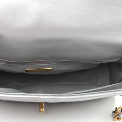Chanel Metallic Goatskin Quilted Large Chanel 19 Flap Silver 5 of 11