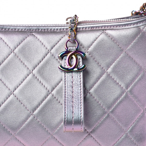 Iridescent Lambskin Calfskin Quilted Medium Gabrielle Hobo Light Purple