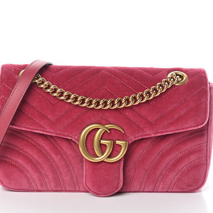 Gucci Velvet Matelasse Small GG Marmont Shoulder Bag Light Raspberry Rose 6 of 8