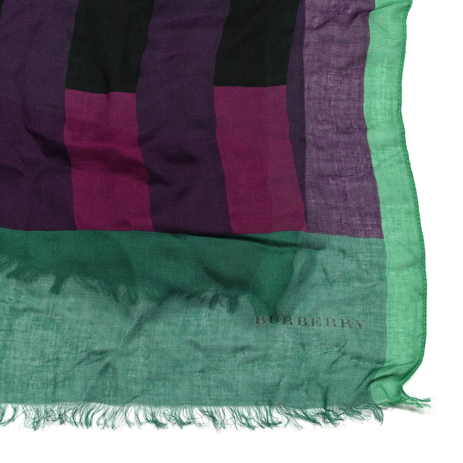 Burberry Modal Cashmere Multi Striped Scarf Bright Forest Green 3 of 5