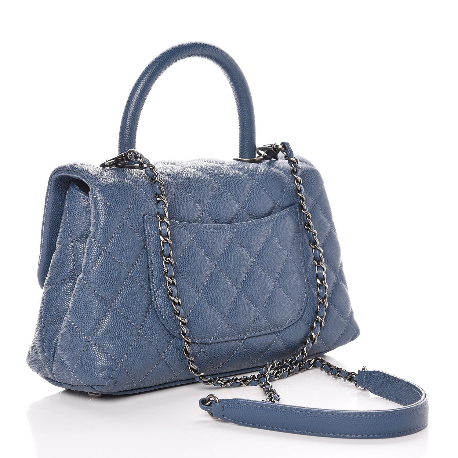 Chanel Caviar Quilted Mini Coco Handle Flap Blue 3 of 10