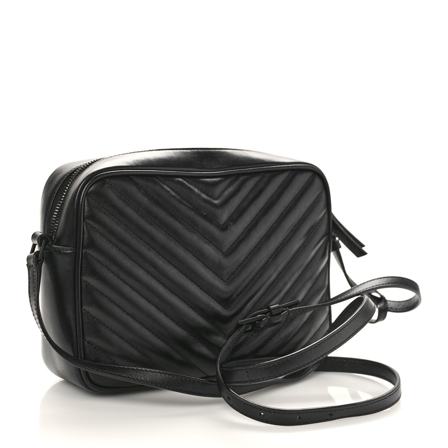 Saint Laurent Calfskin Matelasse Monogram Monochrome Lou Camera Bag Black 3 of 8