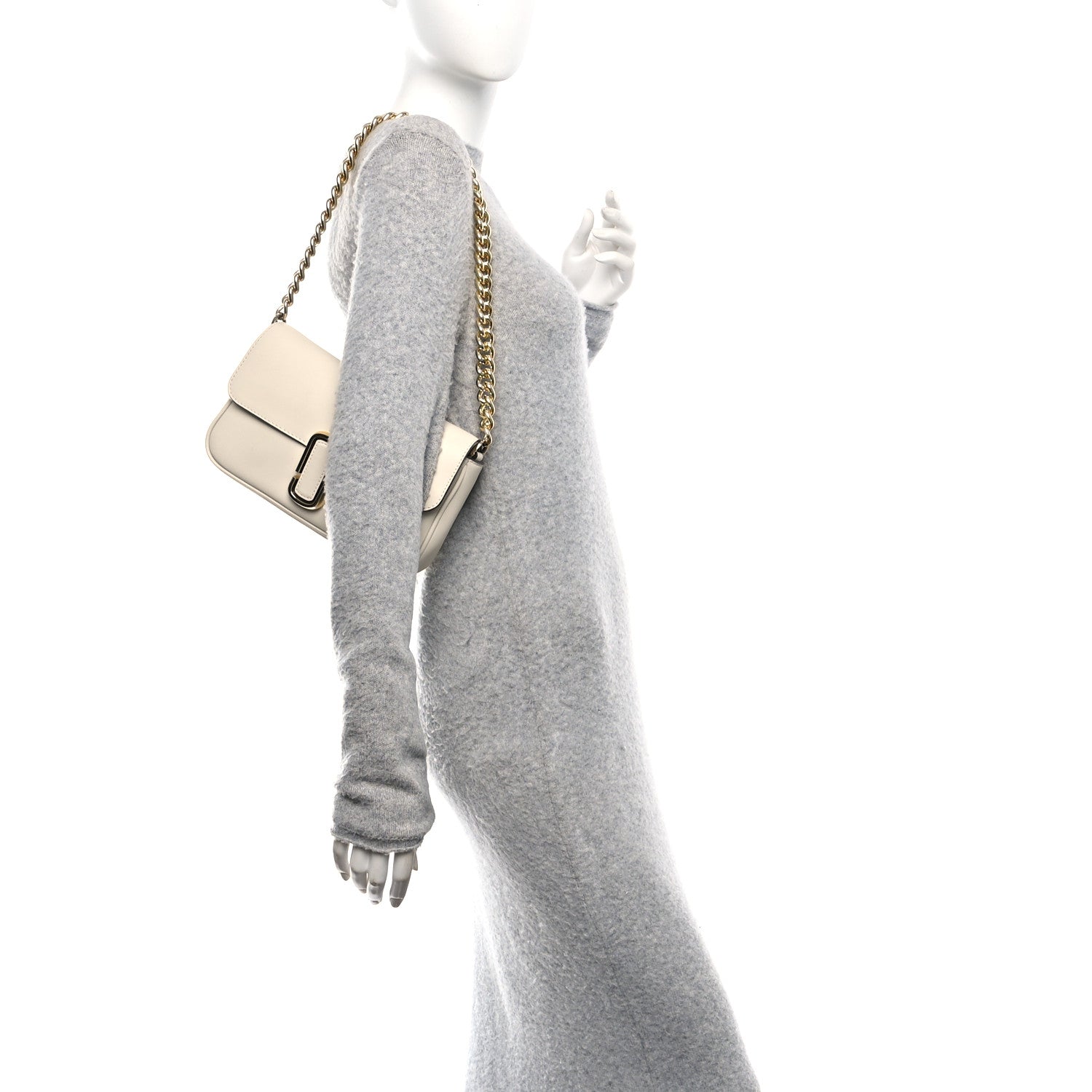 Marc Jacobs Calfskin The J Marc Shoulder Bag Cloud White 2 of 10