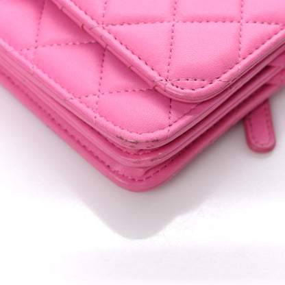 Chanel Lambskin Quilted Mini Wallet On Chain WOC Pink 11 of 11