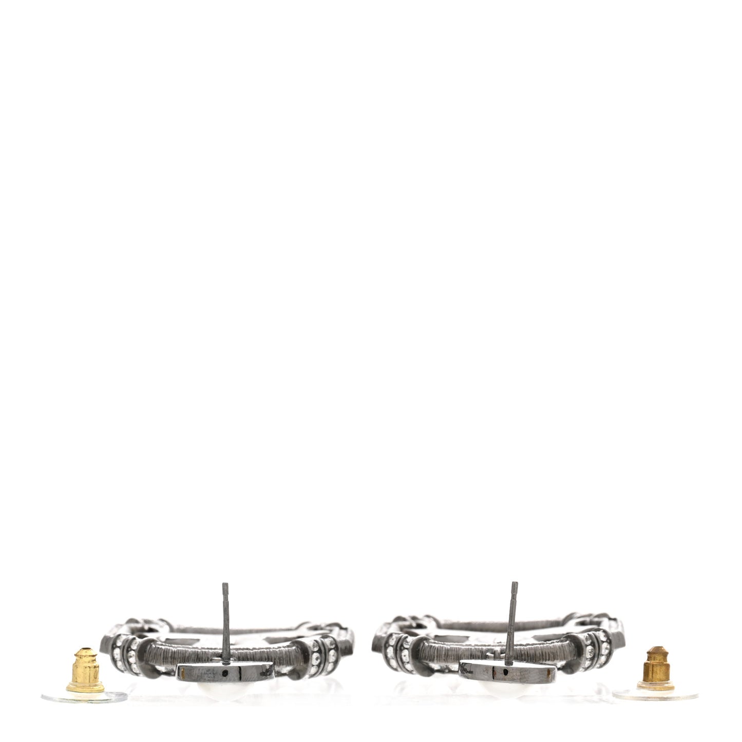 Pearl Crystal CC Drop Earrings Silver