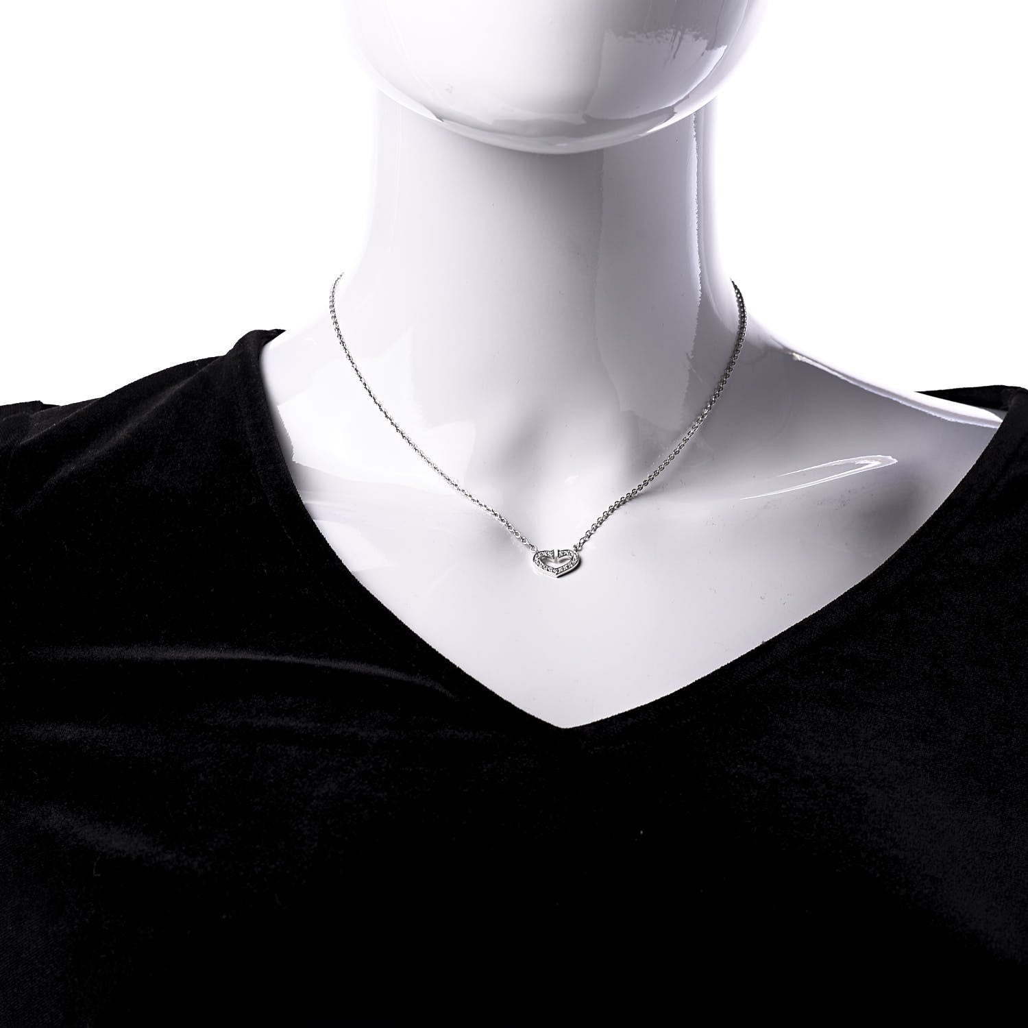 Cartier 18K White Gold Diamond Small Hearts and Symbols Pendant Necklace 2 of 7