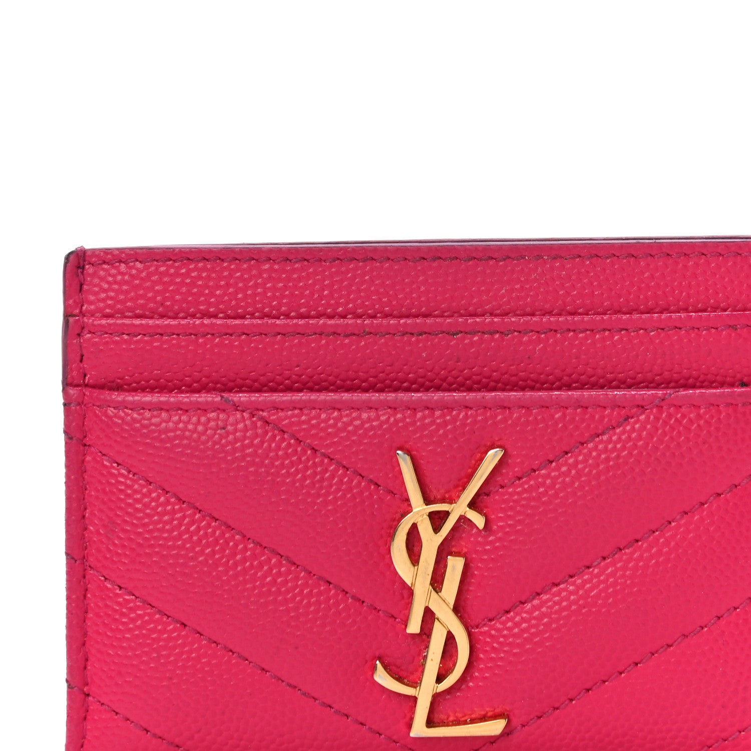 Saint Laurent Grain De Poudre Matelasse Chevron Monogram Credit Card Case Bubblegum 8 of 14