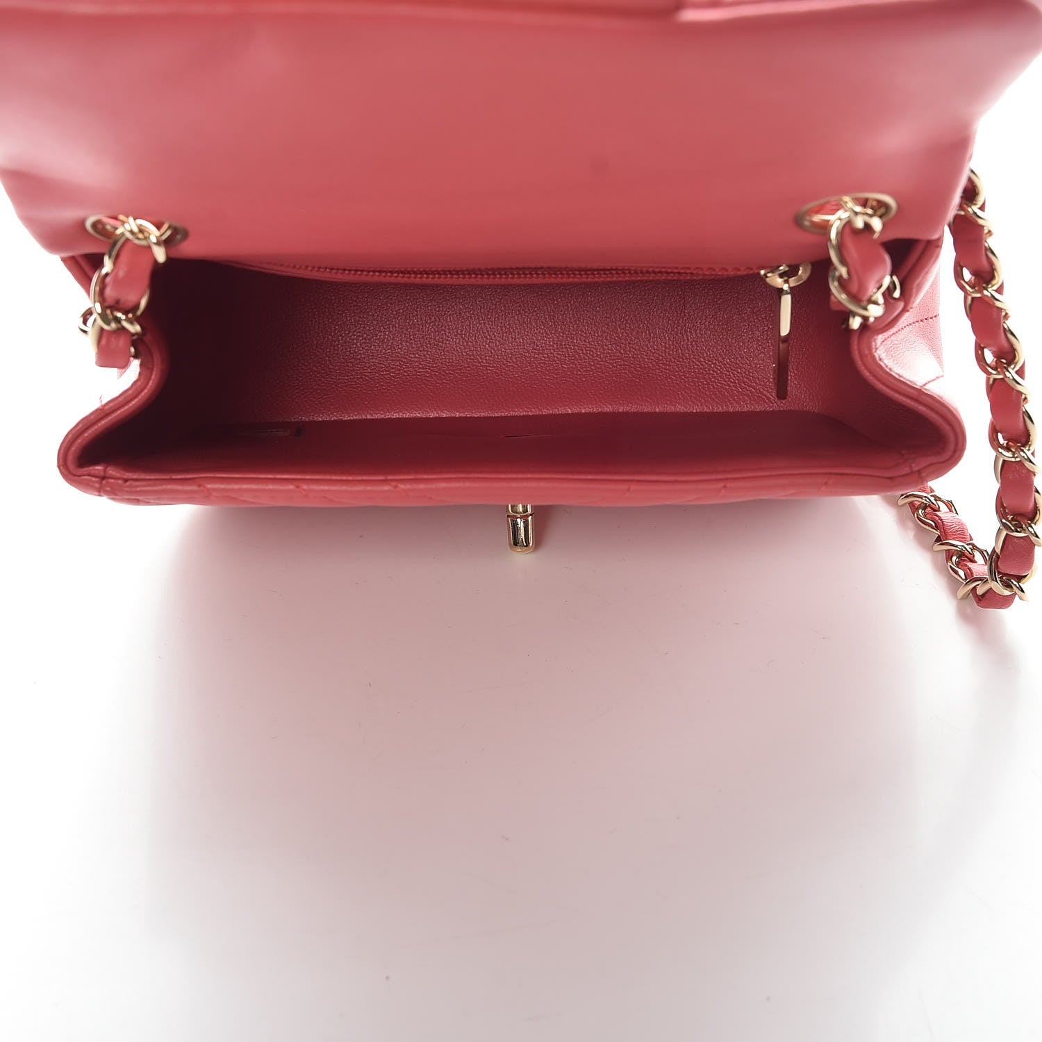 Chanel Lambskin Chevron Quilted Mini Square Flap Fuchsia 5 of 8