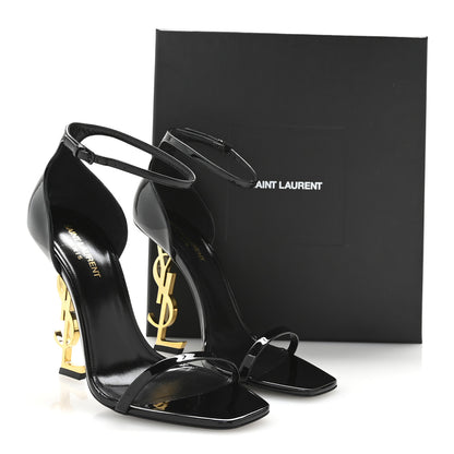 Saint Laurent Patent Calfskin Opyum 110 Sandals 40 Black Gold 9 of 9