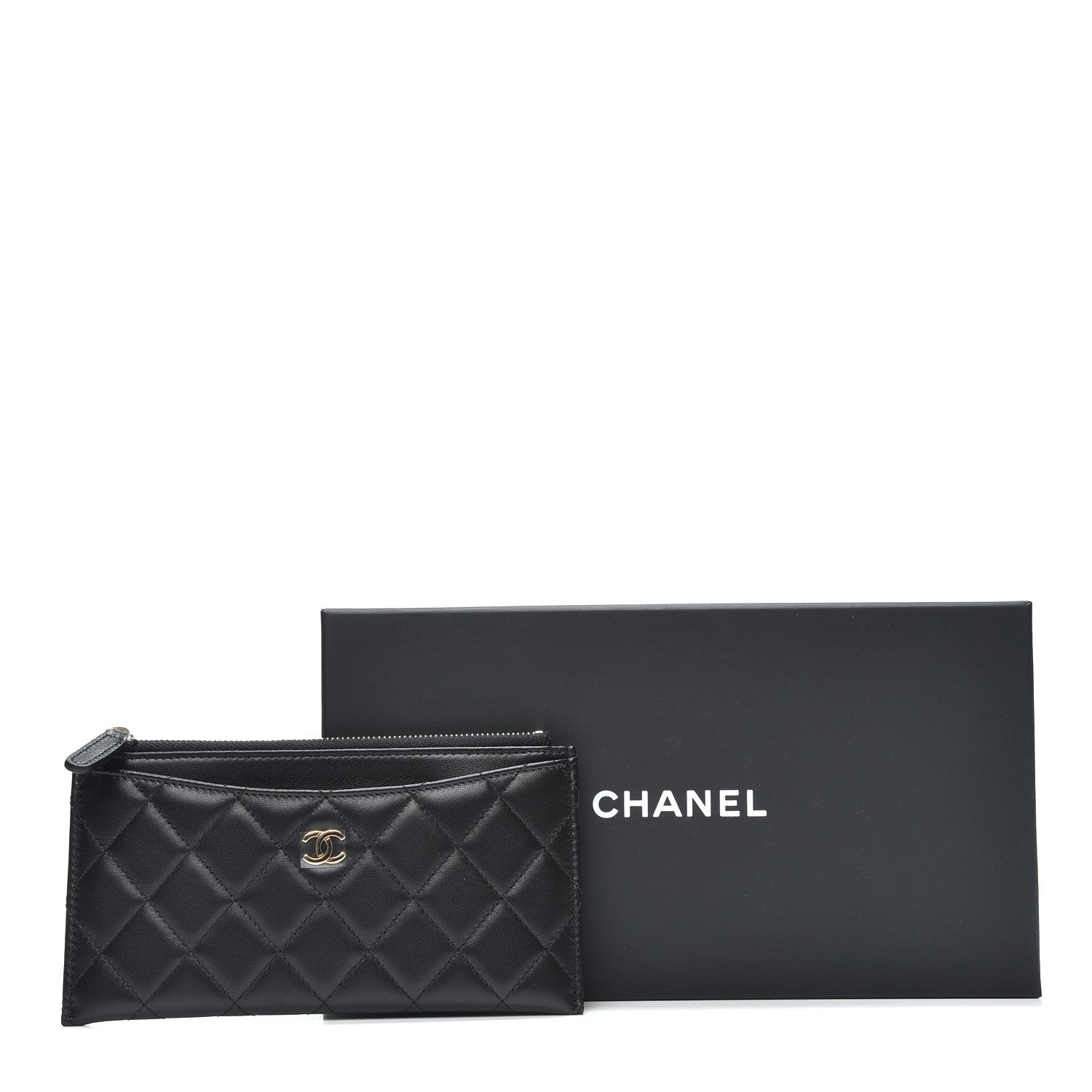 Chanel Lambskin Quilted Classic Zip Pouch Black 7 of 7