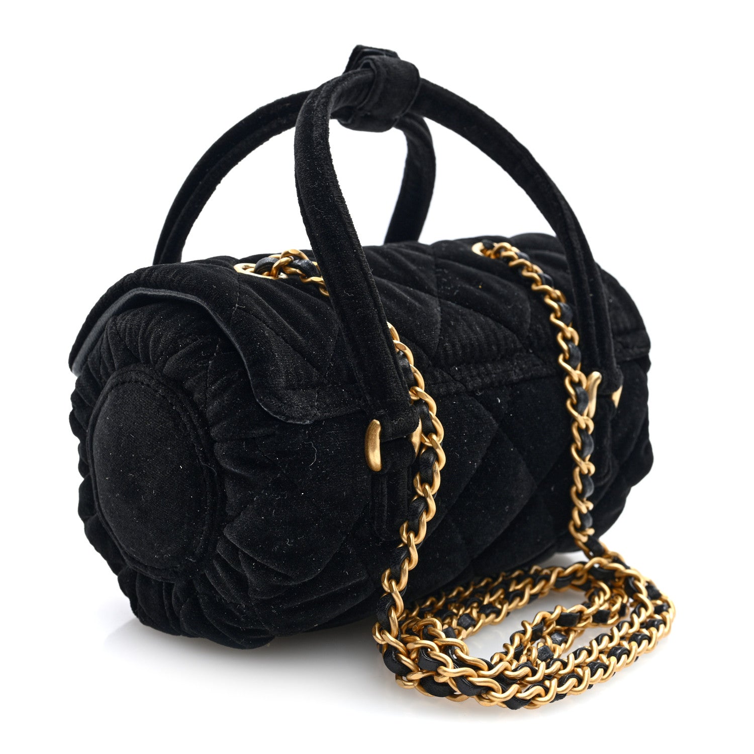 Chanel Velvet Quilted Mini Top Handle Flap Black 3 of 10