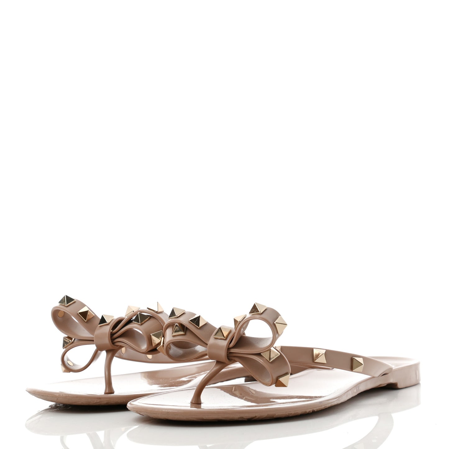 PVC Jelly Rockstud Bow Thong Sandals 38 Poudre