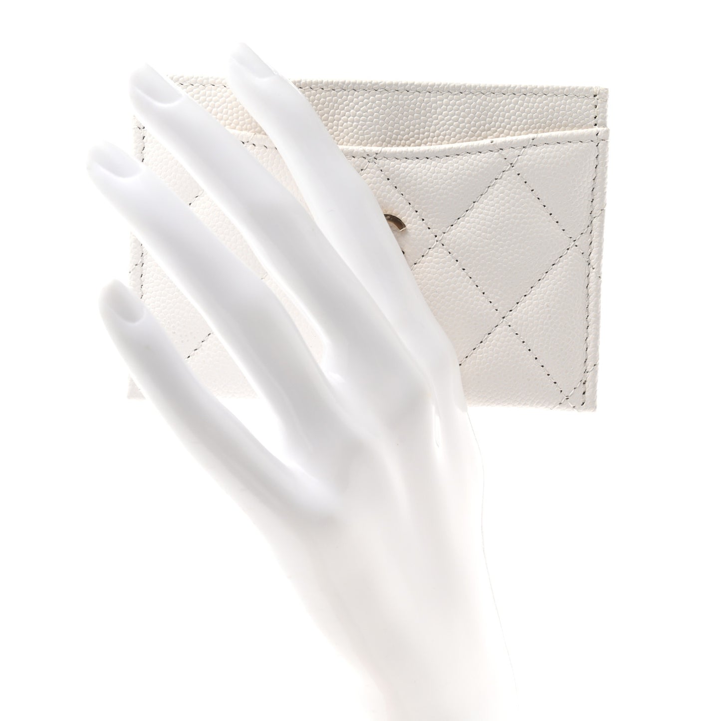 Caviar Quilted Card Holder White