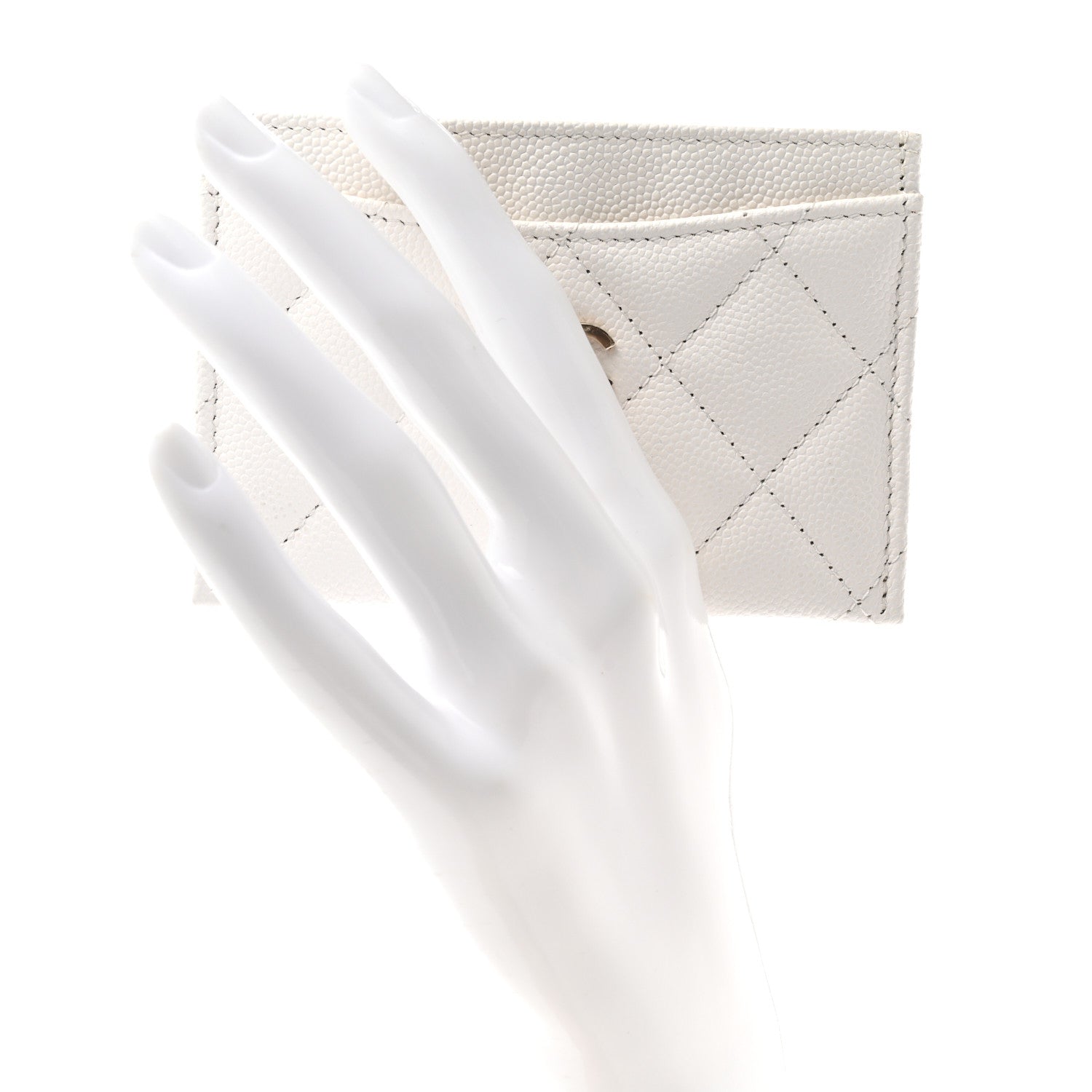 Chanel Caviar Quilted Card Holder White 2 of 9