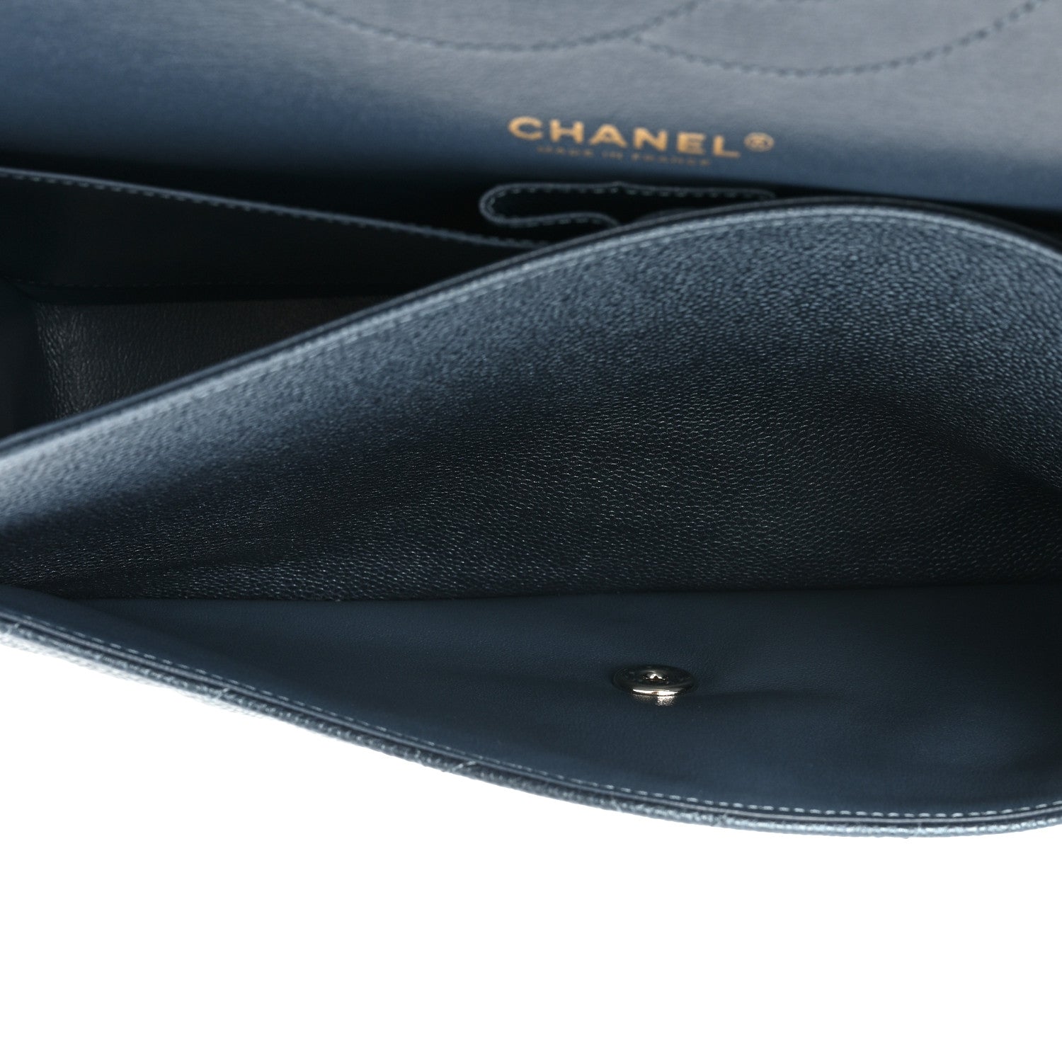 Chanel Metallic Caviar Quilted Jumbo Double Flap Dark Blue 6 of 10