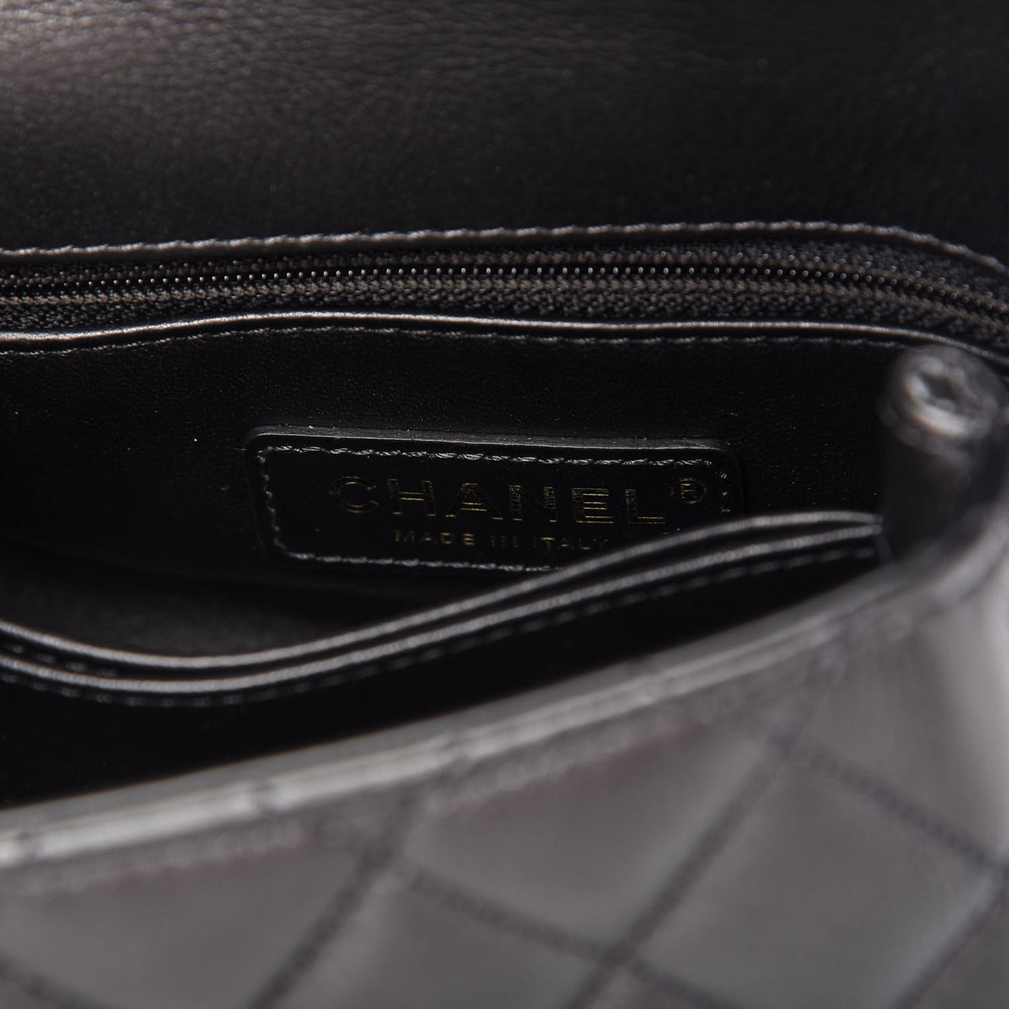 Calfskin Strass Quilted Extra Mini Coco Handle Flap Dark Silver