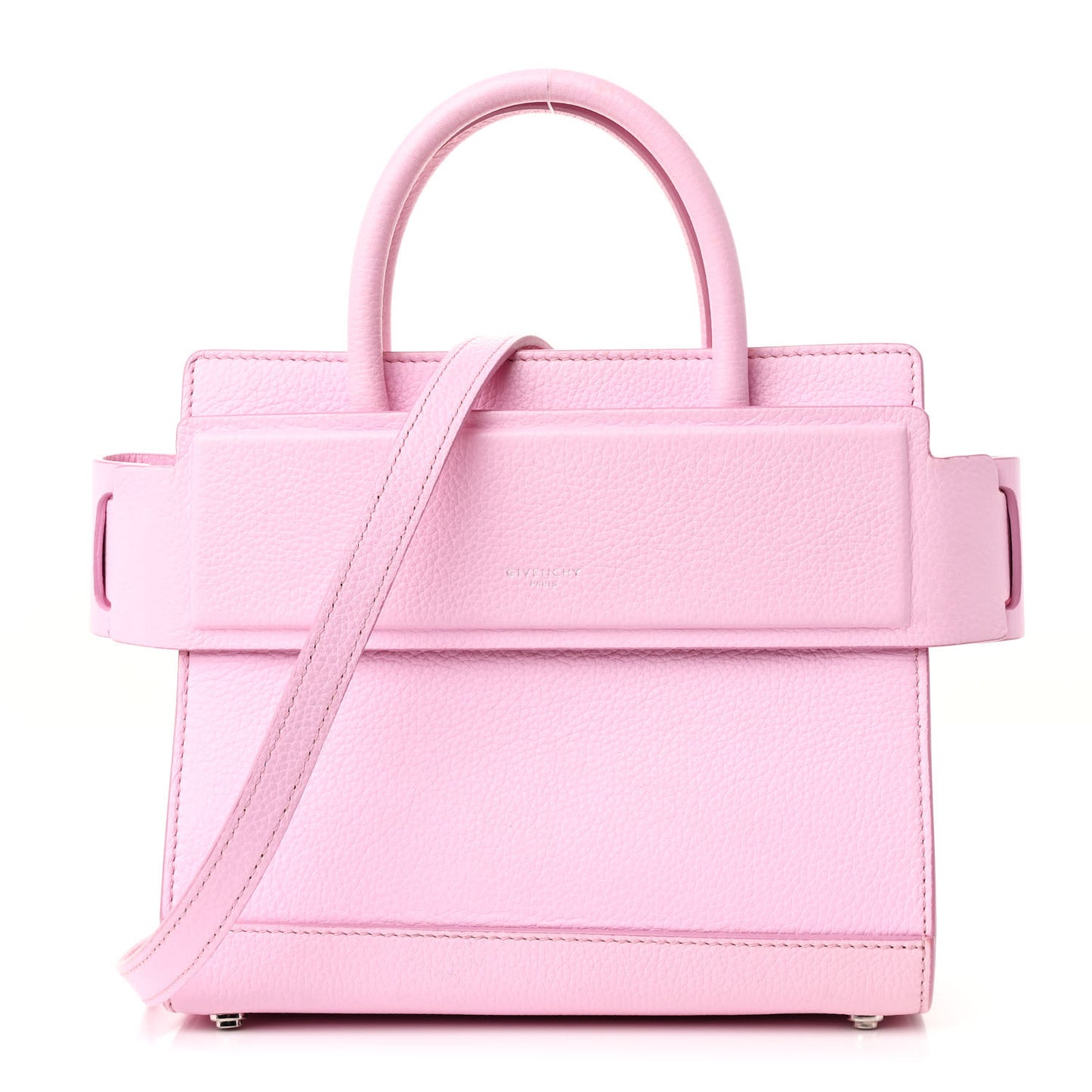 Grained Calfskin Mini Horizon Satchel Bright Pink