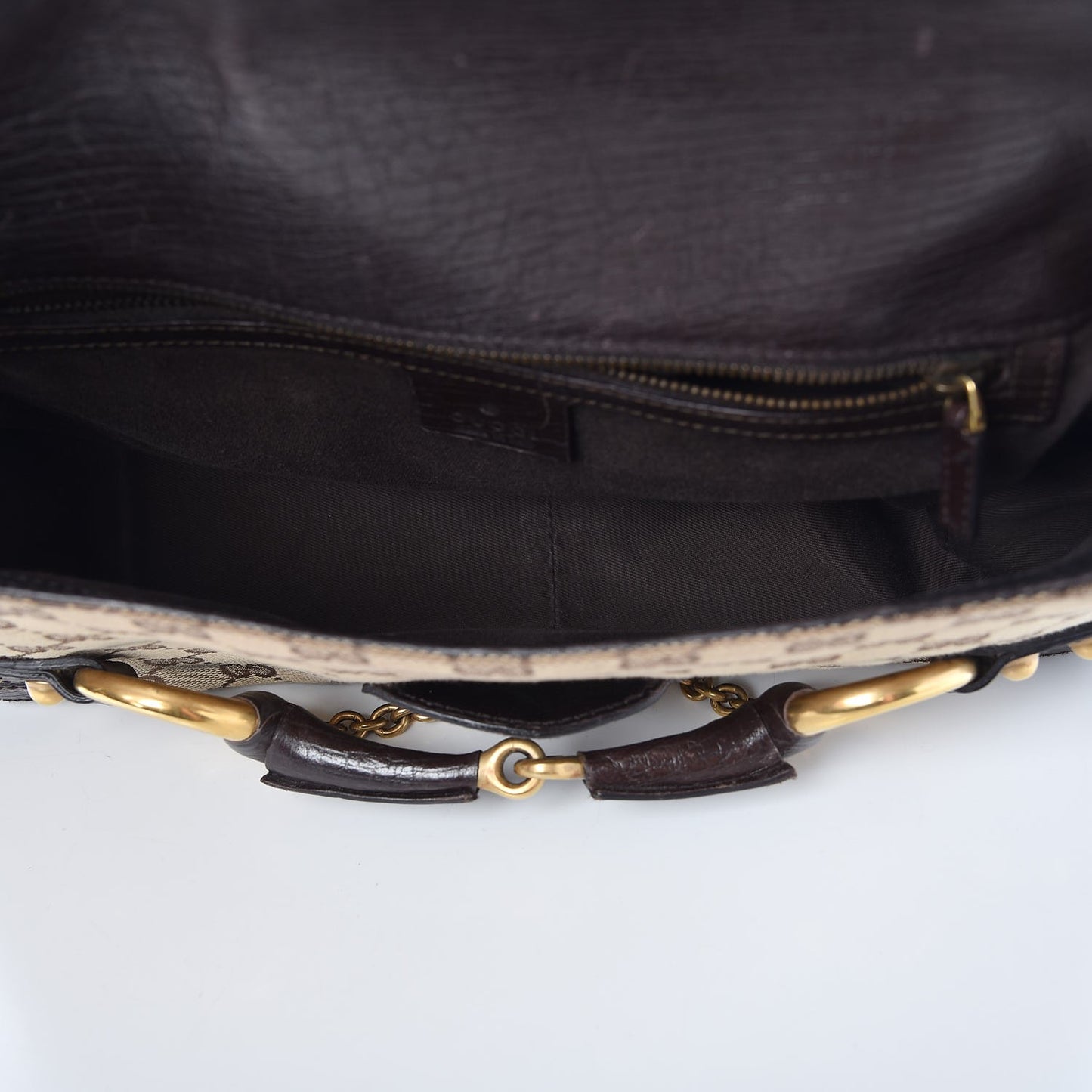 Monogram Horsebit Chain Flap Shoulder Bag Brown