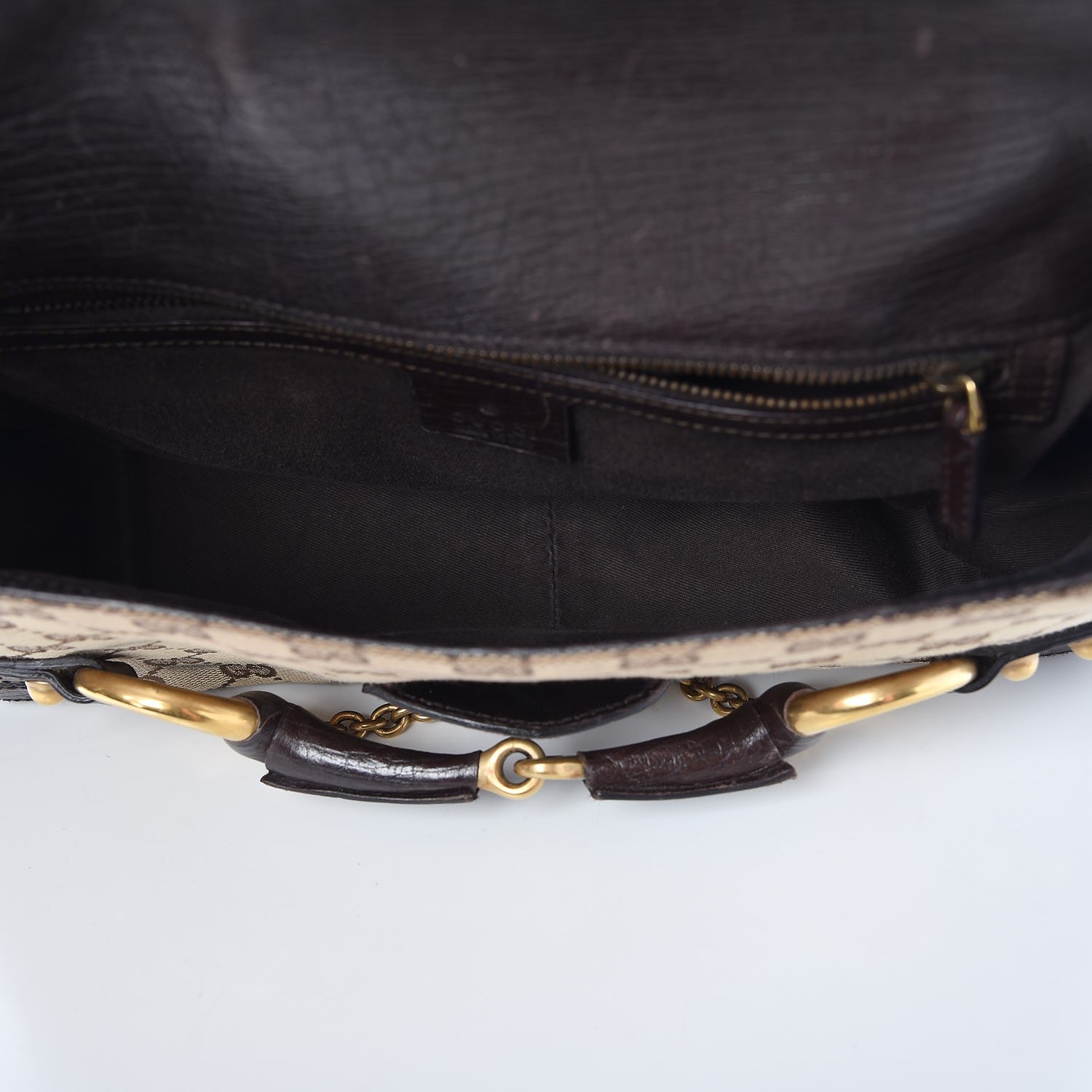Gucci Monogram Horsebit Chain Flap Shoulder Bag Brown 7 of 12