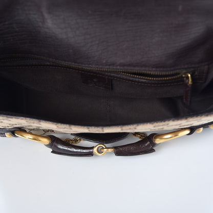 Gucci Monogram Horsebit Chain Flap Shoulder Bag Brown 7 of 12