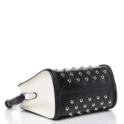 Alexander McQueen Calfskin Studded Mini Padlock Tote Black White 4 of 10