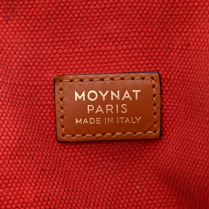 Moynat Grained Calfskin Canvas 1920 Oh! Tote Ruban Duo MM Indigo Bronze Cognac 6 of 15