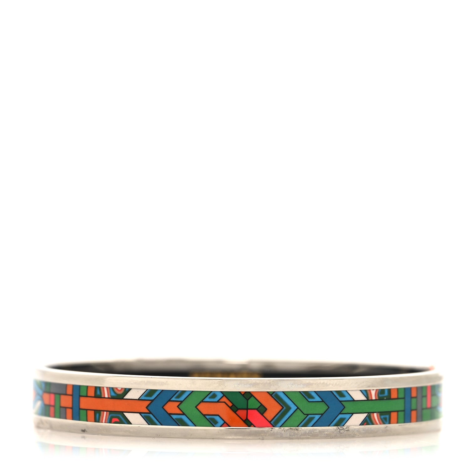 Hermes Enamel Printed Narrow L'Arbre Du Vent Bracelet 65 Folk 1 of 5