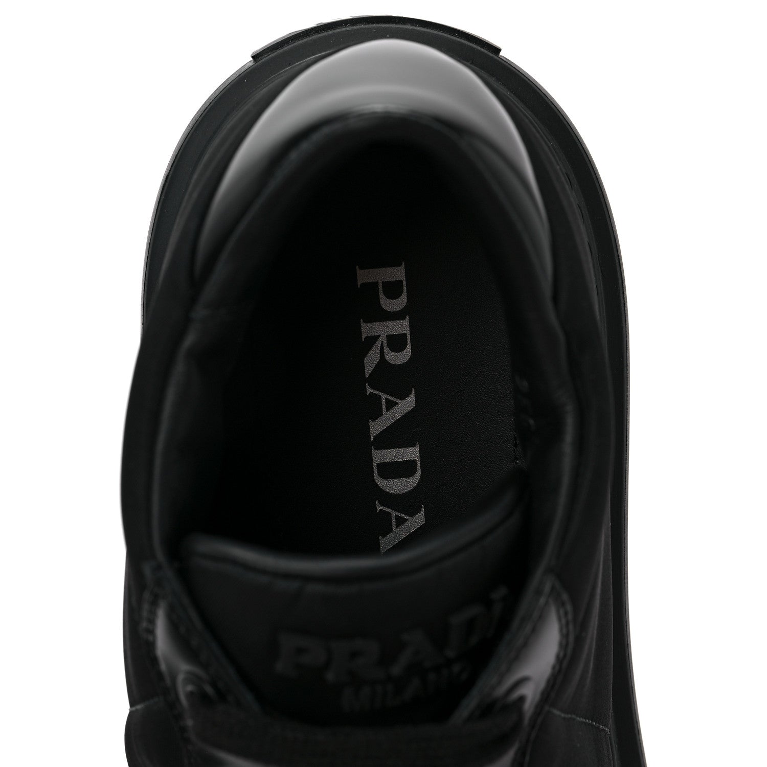 Prada Re-Nylon Spazzolato Rubber Triangle Logo Macro Quilted Mens 35mm Platform Sneakers 8 Black 7 of 8