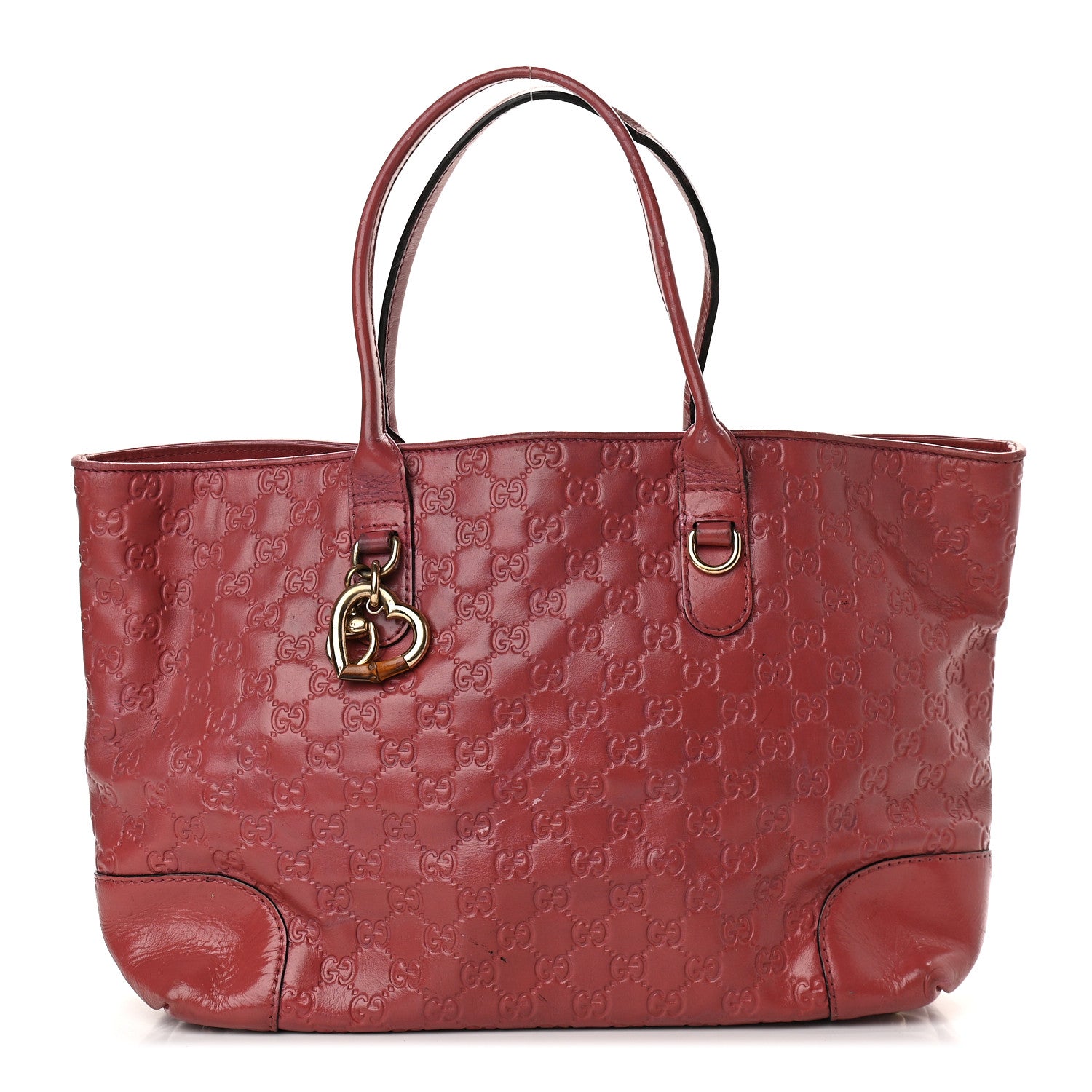 Gucci Guccissima Large Heart Bit Charm Top Handle Tote Pink 1 of 12