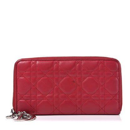 Christian Dior Lambskin Cannage Voyageur Wallet Red 1 of 9