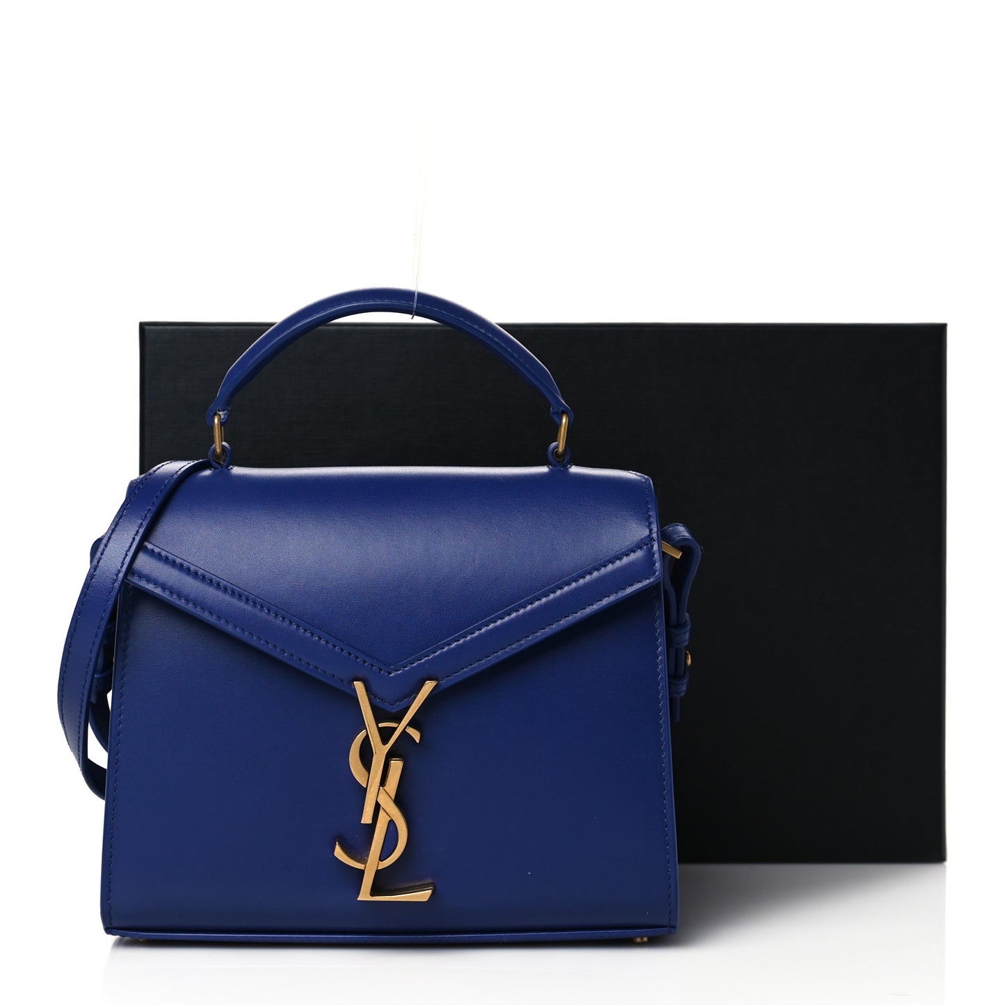 Calfskin Mini Classic Monogram Cassandra Top Handle Bag Blue Majorelle