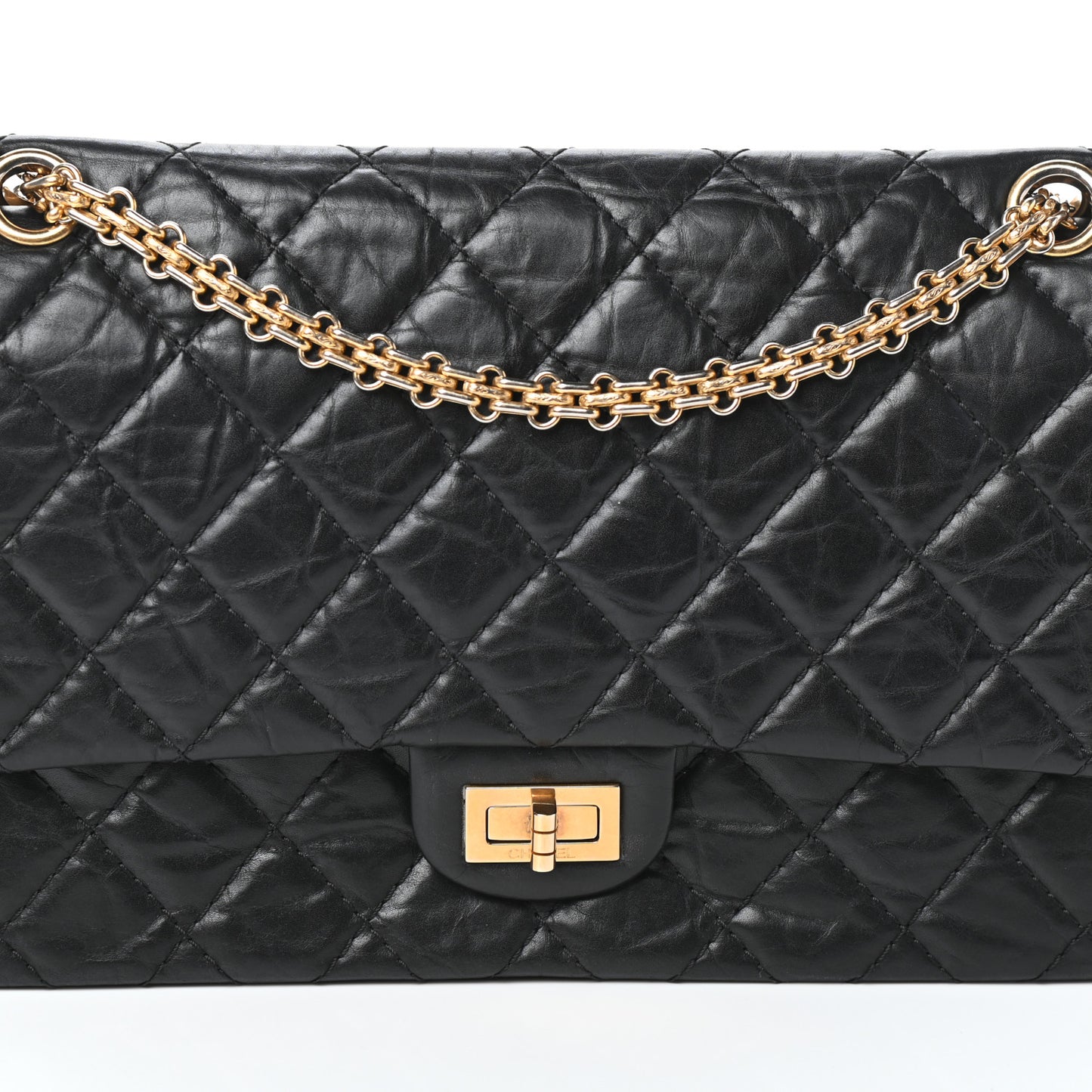 Aged Calfskin Quilted 2.55 Reissue 226 Flap Black