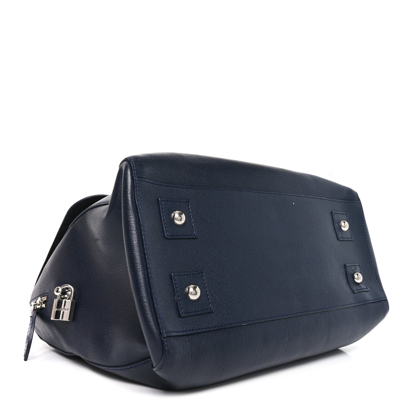 Glossy Goatskin Medium Del Rey Satchel Midnight Blue