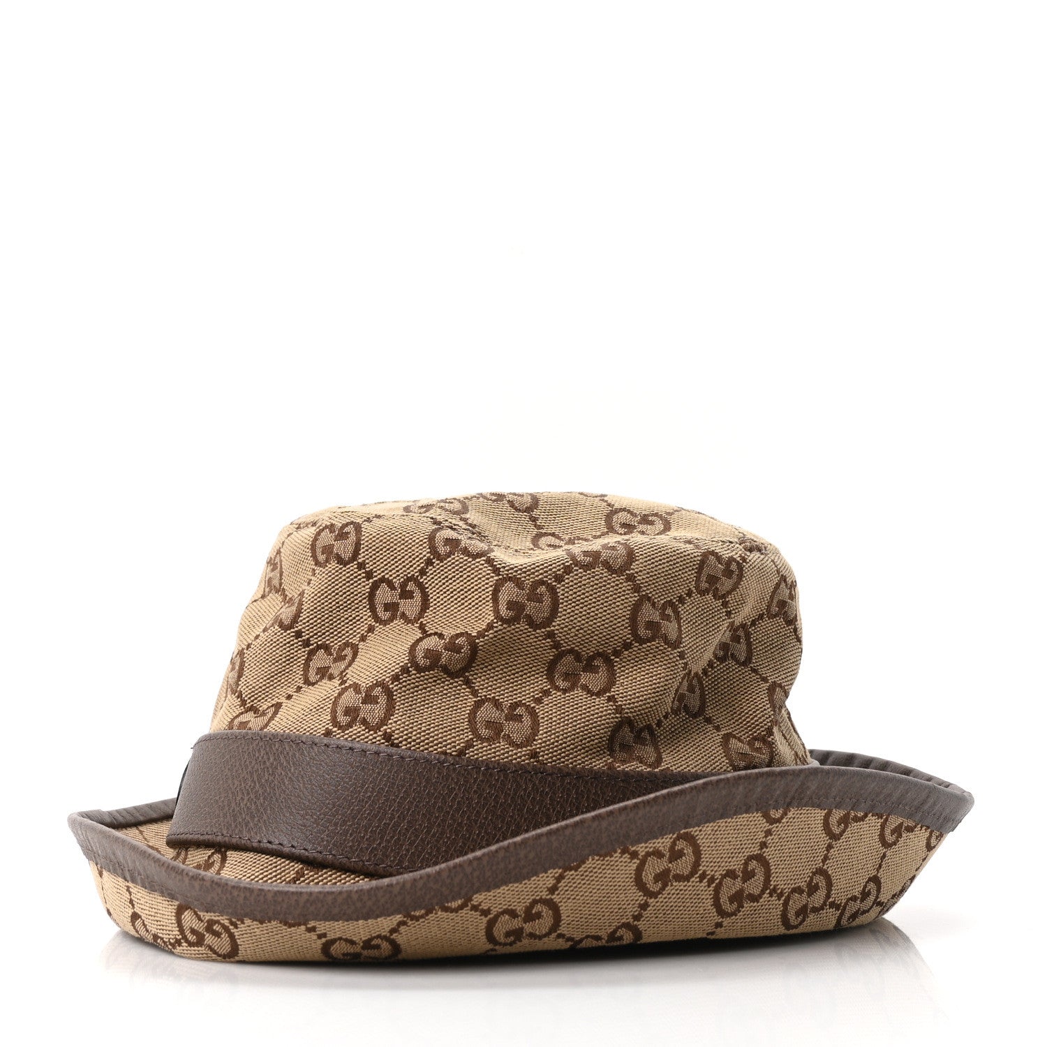 Gucci Monogram Textured Dollar Calfskin GG Jago Bucket Hat M Cacao Beige 3 of 8