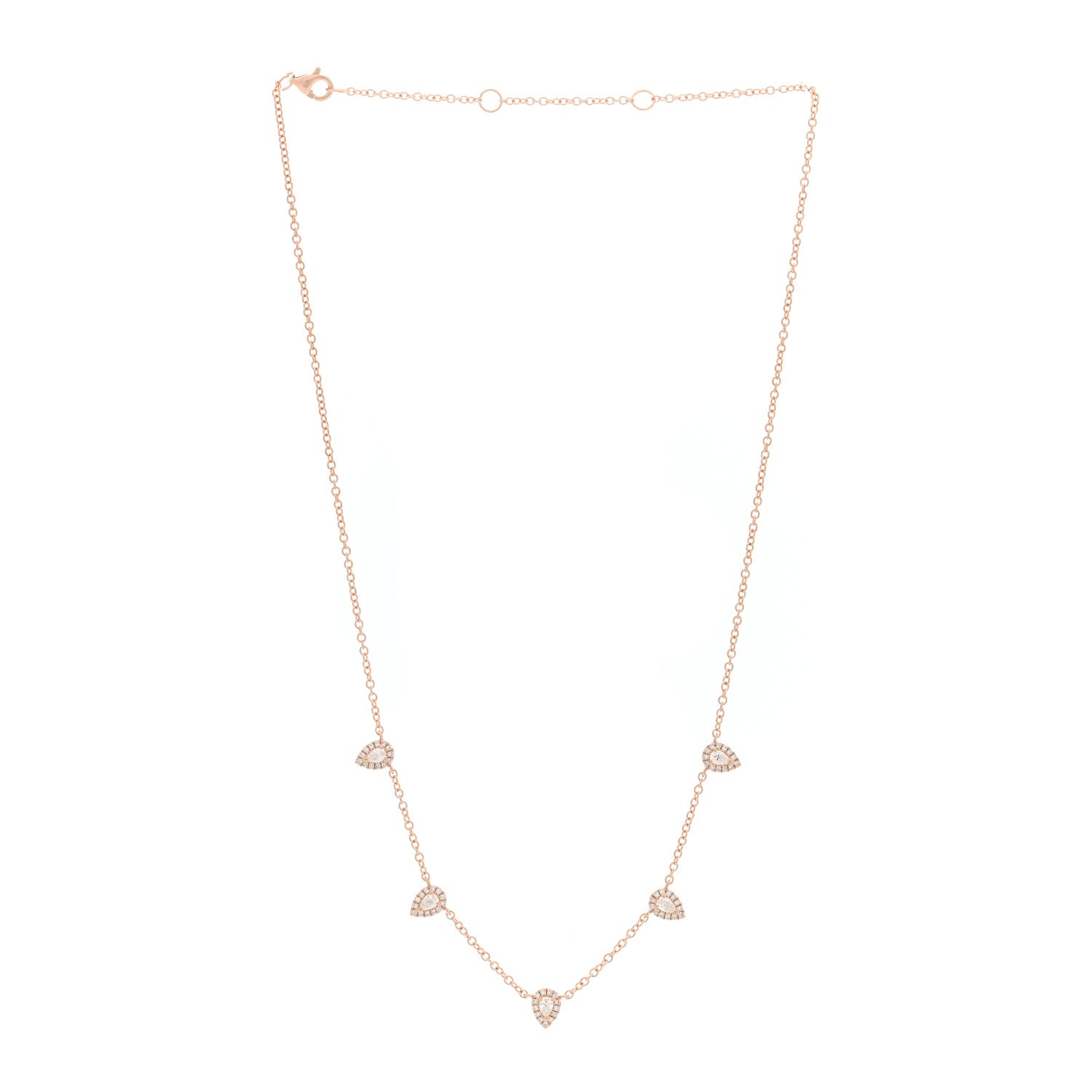 Parker & West by FASHIONPHILE 14K Rose Gold Diamond .81ctw Pear Cut Five Station Necklace 3 of 4
