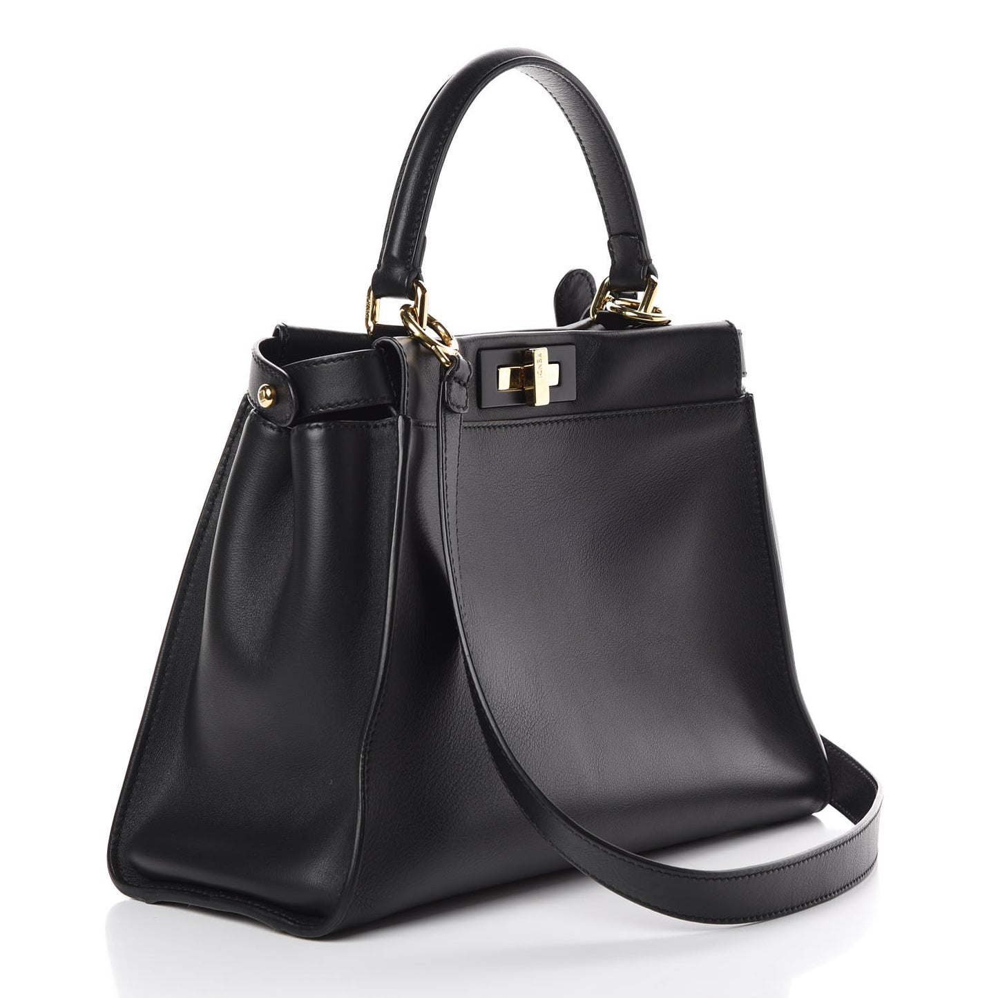 Vitello Seta Shiny Nappa Medium Peekaboo Iconic Satchel Black