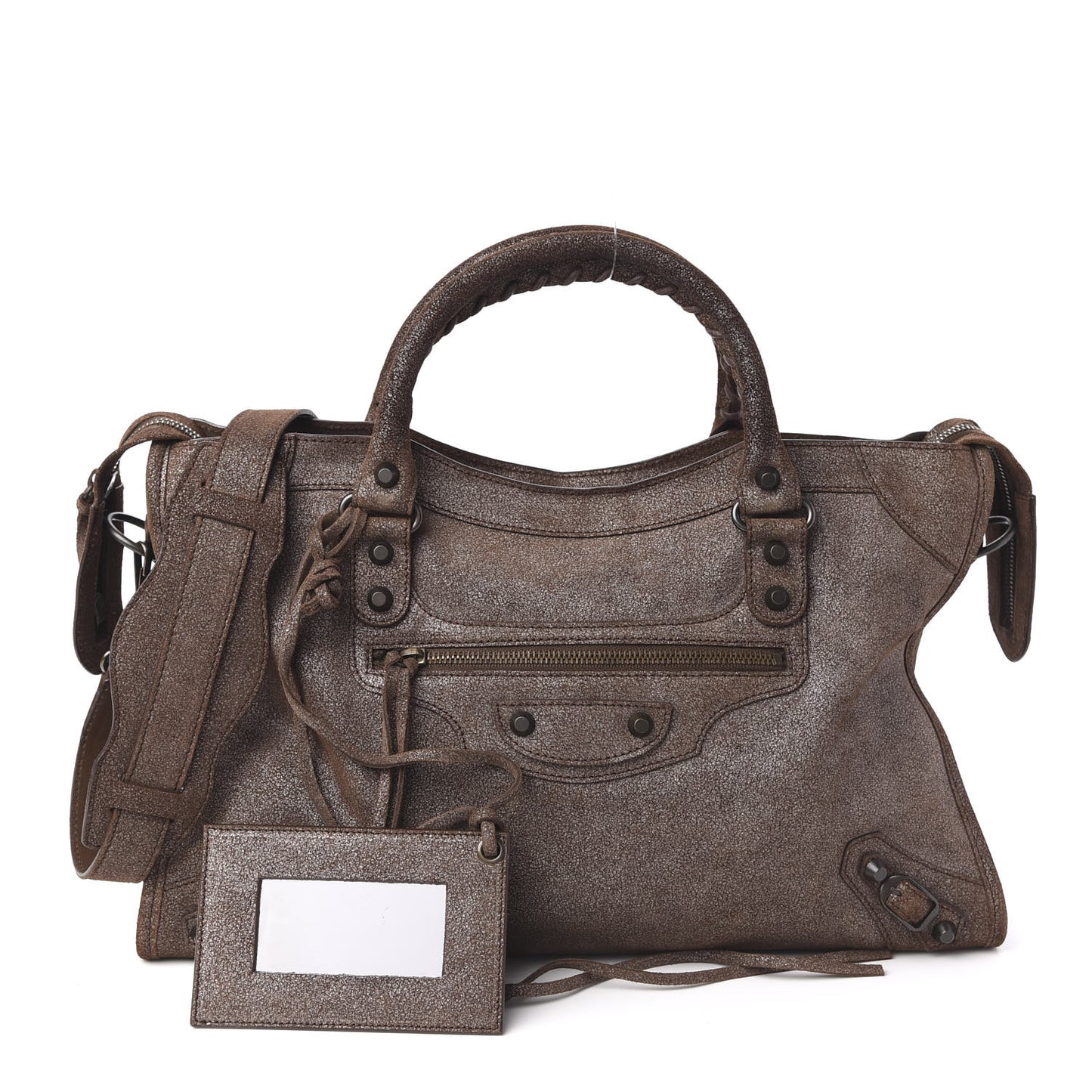 Metallic Craquele Calfskin Classic Hardware City Bronze