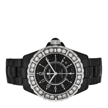 Chanel Stainless Steel Ceramic Diamond Bezel 38mm J12 Automatic Watch Black 2 of 4