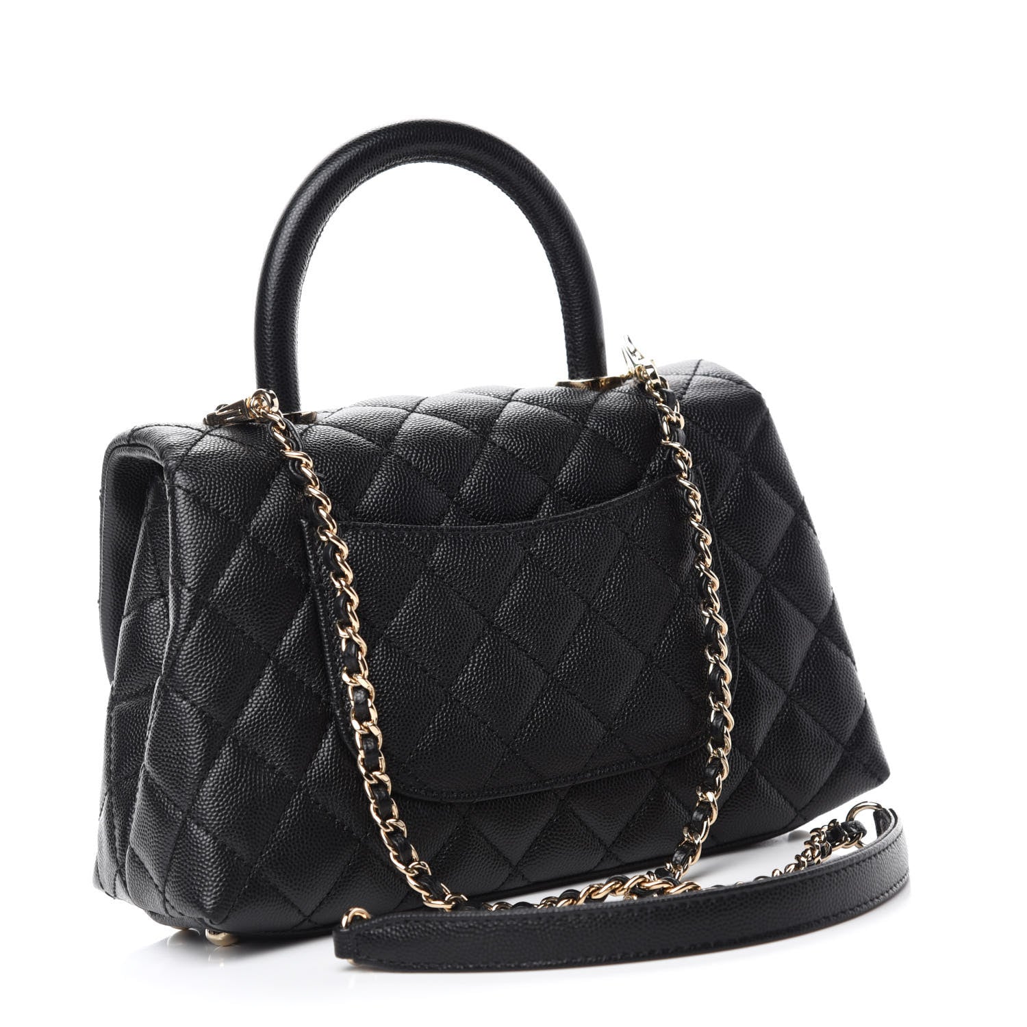 Chanel Caviar Lizard Embossed Quilted Mini Coco Handle Flap Black 3 of 11