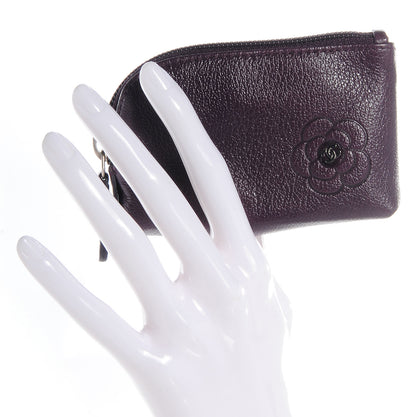 Chanel Leather CC Camellia Coin Purse Purple 2 of 7