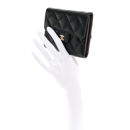 Chanel Caviar Quilted Compact Flap Wallet Black 2 of 9