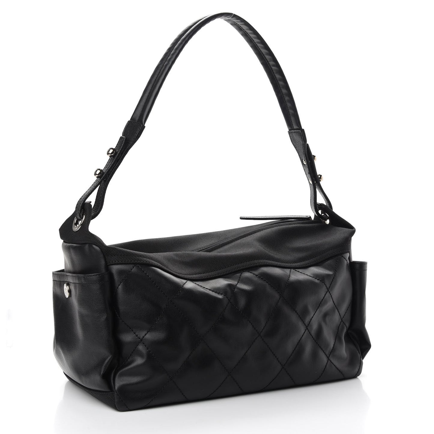 Coated Canvas Paris Biarritz Hobo Black