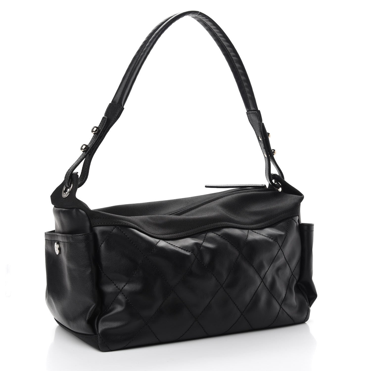 Chanel Coated Canvas Paris Biarritz Hobo Black 3 of 10
