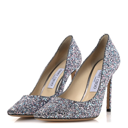 Jimmy Choo Coarse Glitter Degrade Pointy Toe Romy 100 Pumps 40 Bubblegum Multicolor 10 of 36