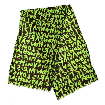 Louis Vuitton Cotton Graffiti Pareo Green 2 of 3