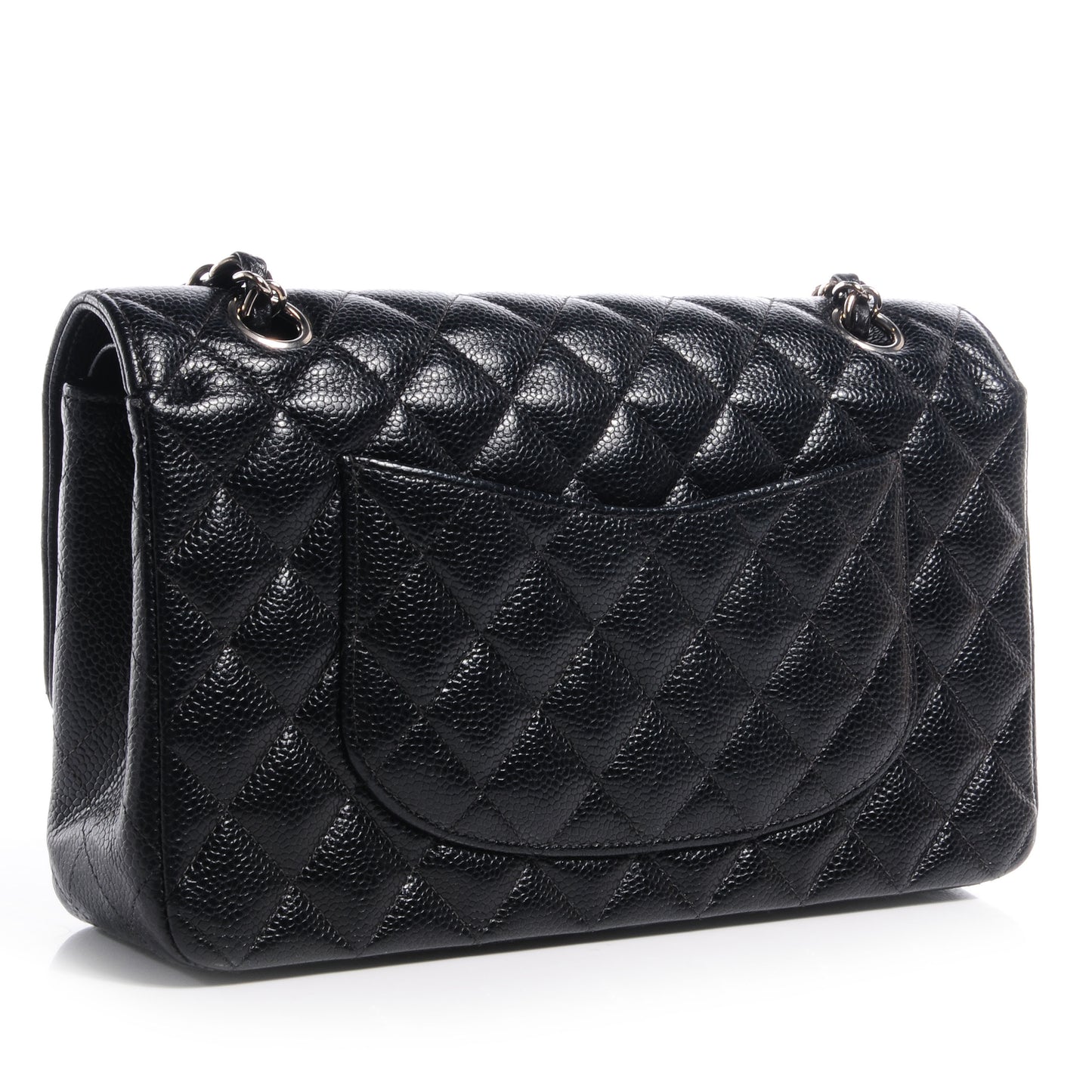 Caviar Quilted Medium Double Flap Black