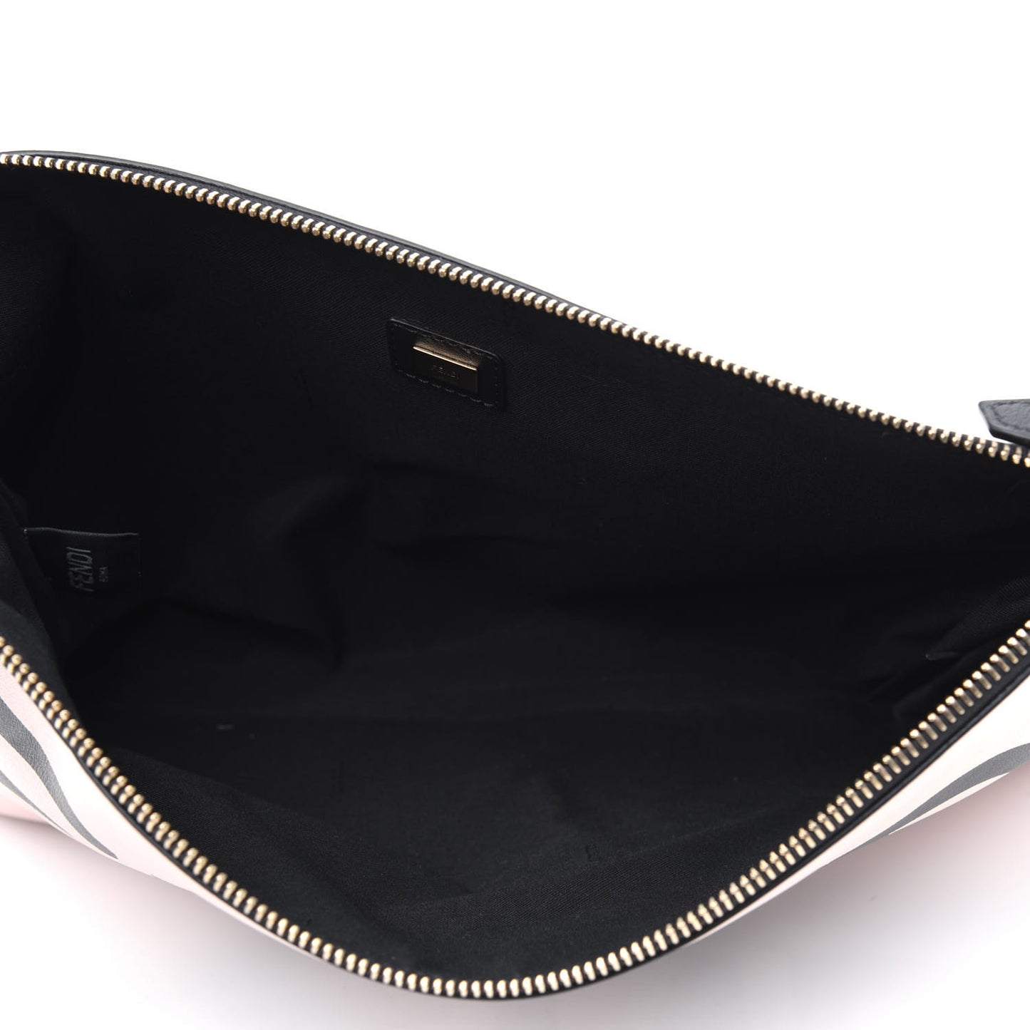 Vitello Fluffy Grace Logo Embossed Large Flat Pouch Rosa Quarzo Black